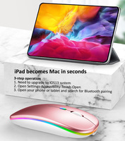 Bezprzewodowa mysz RGB Bluetooth mysz komputerowa cichy akumulator ergonomiczny Mause z podświetlany diodami LED optyczne USB myszy na PC Laptop 2